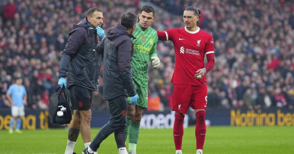 Man City goalkeeper is unable to take part in game due to severe thigh injury